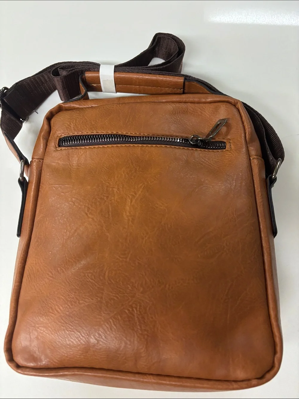 Weixier new Tan Leather Crossbody Men's Bag